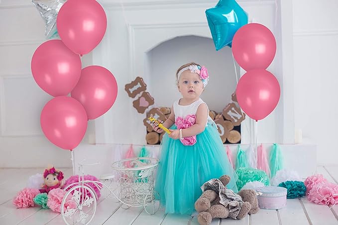 Treasures Gifted Rose Pink Balloons - 72 Pink Latex Balloons (12 Inch) - Soft & Pastel Shades - Matte Finish
