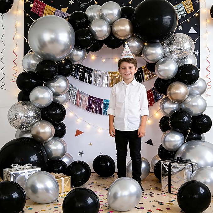 Silver Balloons, 60 PCS Metallic Silver Balloons 12 inch Latex Balloon for Birthday Party Decoration, Wedding, Baby Shower, Anniversary, Graduation, Retirement and Balloon Garland