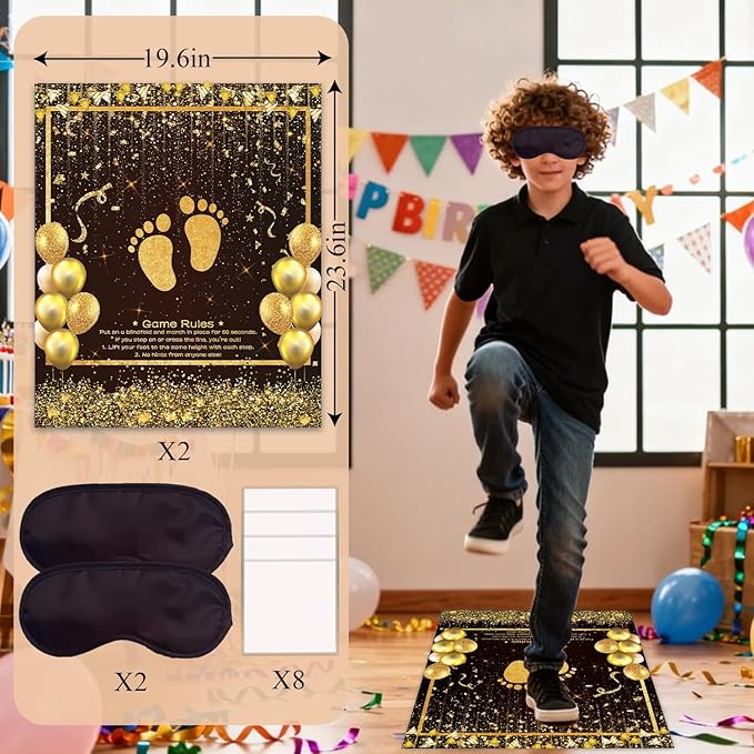 Gold Birthday Party Games, Blindfold 60-Second Challenge Party Game for Kids Adults, Indoor Outdoor Group Activity, Birthday Party Supplies Decorations, Funny Game for Birthday Retirement