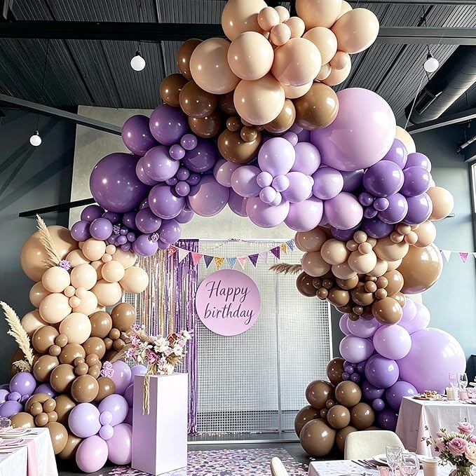 Purple Balloons 125 pcs Lavender Balloons Light Purple Balloon Different Sizes of 18 12 10 5 Inch Pastel Purple Balloon Arch Kit Balloon Garland for Birthday Party Baby Shower Wedding
