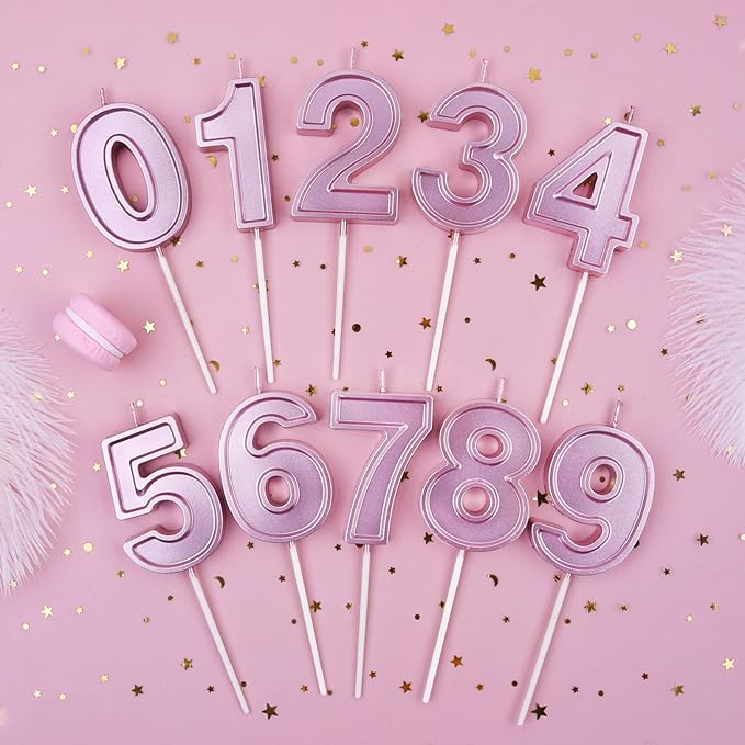 PHD CAKE 2.76 Inch Luxe Rose Gold 4 Number Birthday Candles, Rose Gold Number Candles, Cake Number Candles, Party Celebration