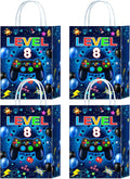 Tyndallrays 16 Pieces Video Game 8th Birthday Party Favors Bags,Video Game Level 8 Gift Snacks Treat Candy Favors Bags with Handles for 8th Birthday Party Decorations
