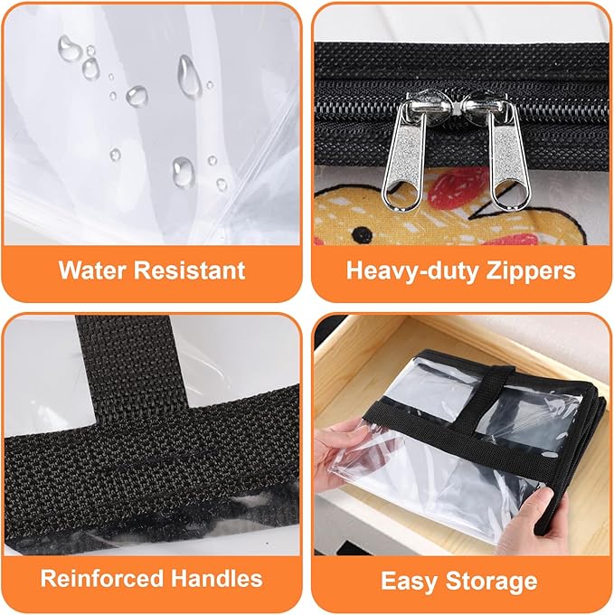SpaceTrove Clear Clothes Storage Bags, 6 Pack Closet Organizers and Under Bed Storage Containers, Foldable Moving Bags with Zippers for Comforter, Blanket, Bedding, Duvet, PVC Packing Bags 40L