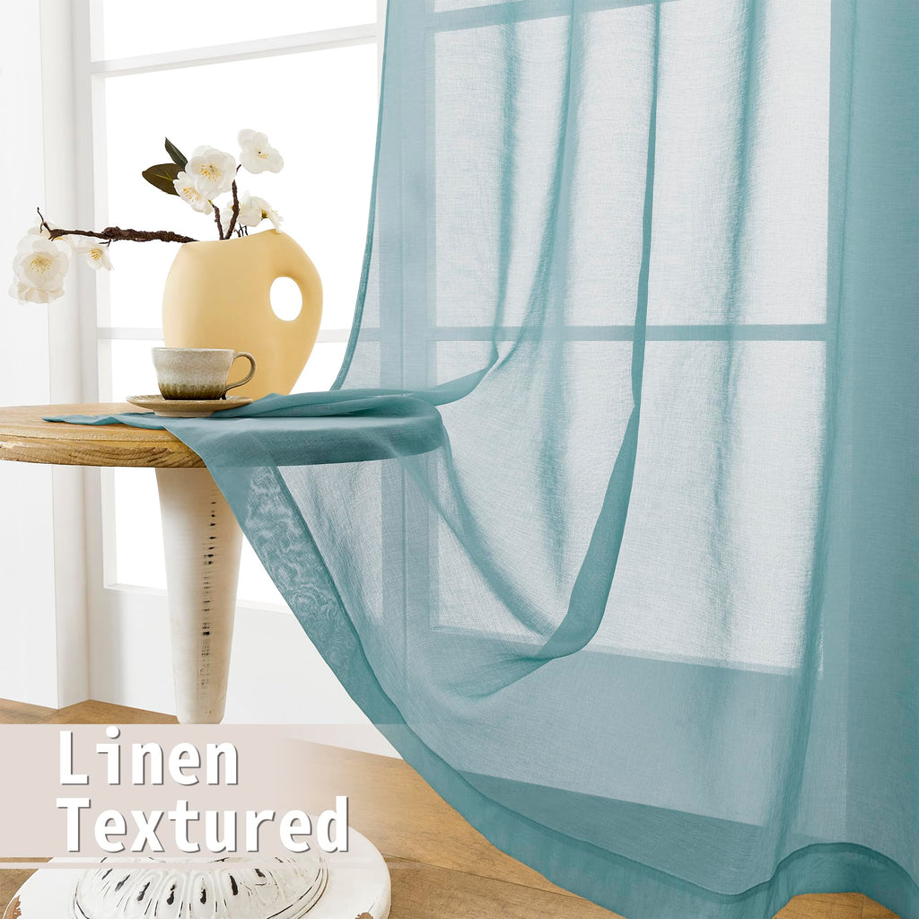 Sheer Door Curtains Closet Linen Textured Curtain Sheers Doorway Light Filtering Voile French Doors Rod Pocket Curtains Patio Glass Door