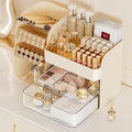 Booklov Makeup Organizer for Vanity, Countertop Cosmetic Display Case with Clear Acrylic Drawers, Bathroom Counter Beauty Caddy, Cute Table Storage Holder for Skincare, Brush Lipsticks, Crystal Creem