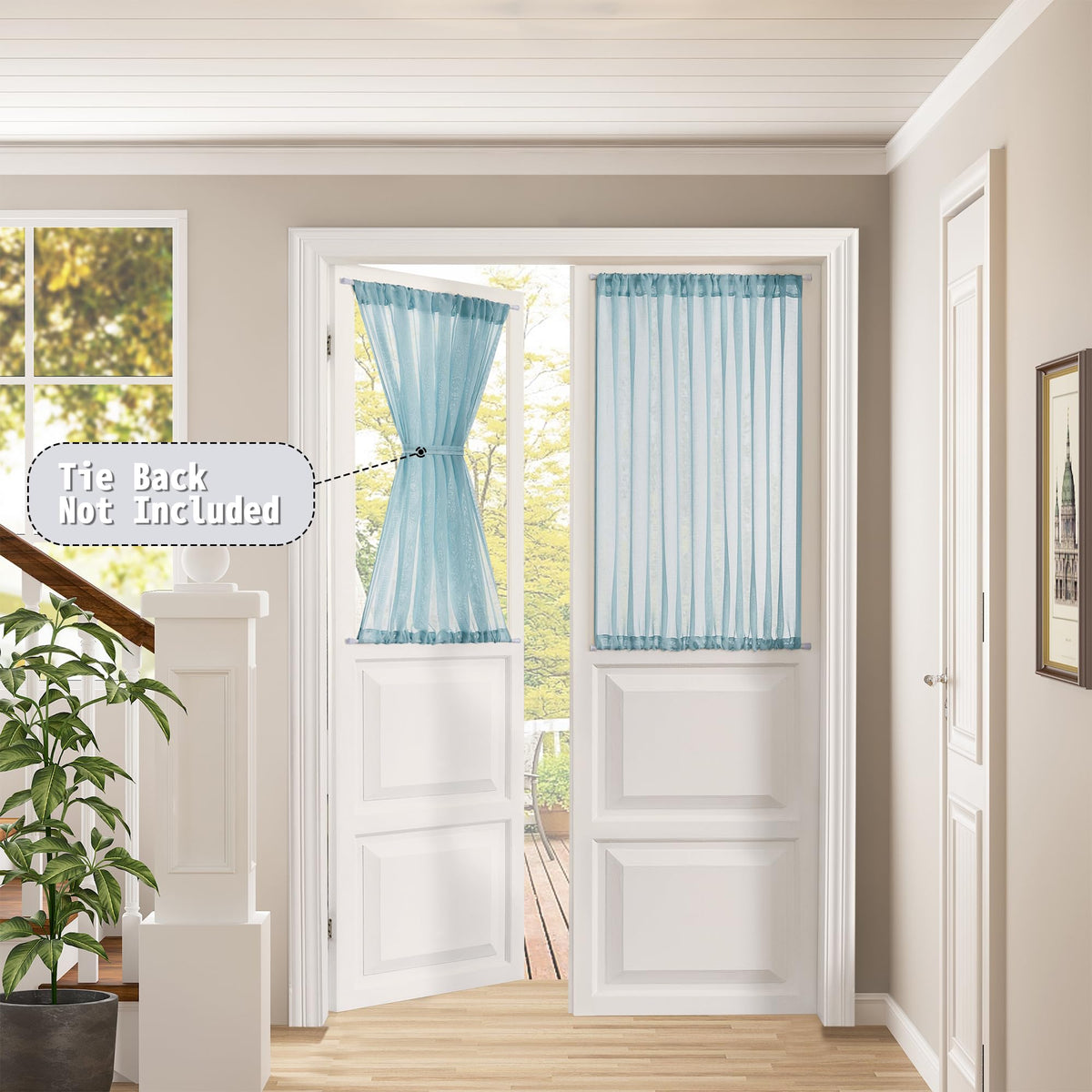 Sheer Door Curtains Closet Linen Textured Curtain Sheers Doorway Light Filtering Voile French Doors Rod Pocket Curtains Patio Glass Door