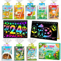 ZMLM 24 Pack Scratch Art Party Favors for Kids 4-8 – Individually Wrapped Rainbow Notebooks, Mess-Free Goodie Bag Stuffers, Non-Candy, Classroom Prizes, Travel Crafts for Boys Girls(Nature)