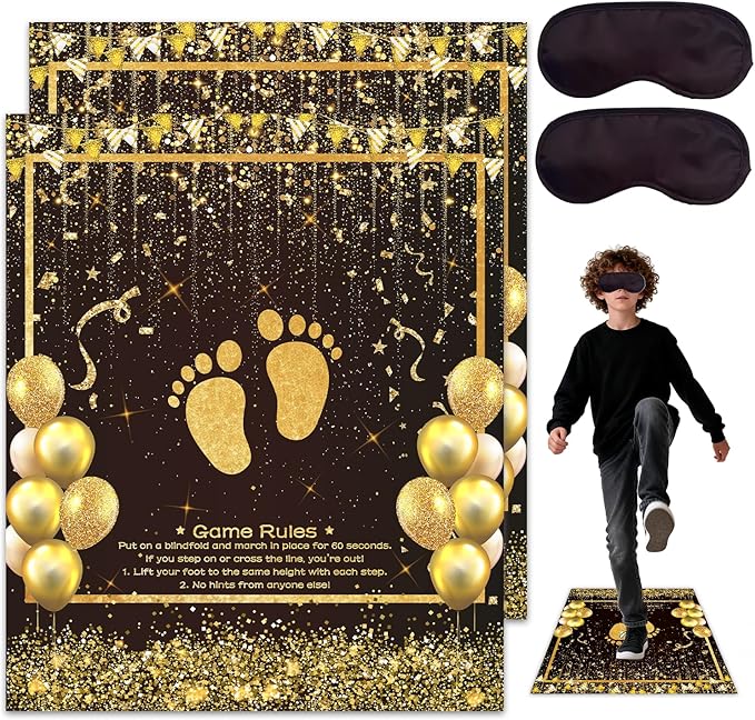 Gold Birthday Party Games, Blindfold 60-Second Challenge Party Game for Kids Adults, Indoor Outdoor Group Activity, Birthday Party Supplies Decorations, Funny Game for Birthday Retirement