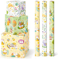 WERNNSAI Easter Wrapping Paper Roll - 3 Roll 17” x 120” Easter Gift Wrapping Paper for Kids Easter Bunny Wrapping Paper Yellow Green Easter Eggs Wrapping Paper Easter Decor Baby Wrap Festival Supply