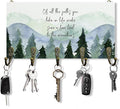 Rustic Cabin Mountain Decor Key Holder for Wall 10"x5.12", Mountain House Key Hanger Wall Mount, Of All the Paths You Take in Life Camp Wooden Hanging Keys Holder Decor for Entryway Front Door