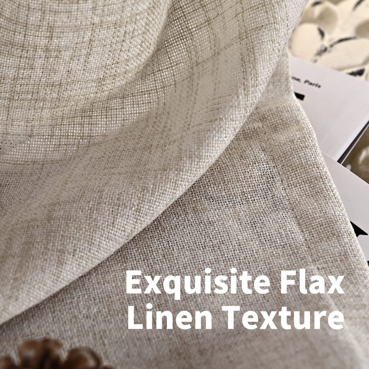 Short Linen Kitchen Curtains 40 Inch Length for Window Over Sink (2 Count)