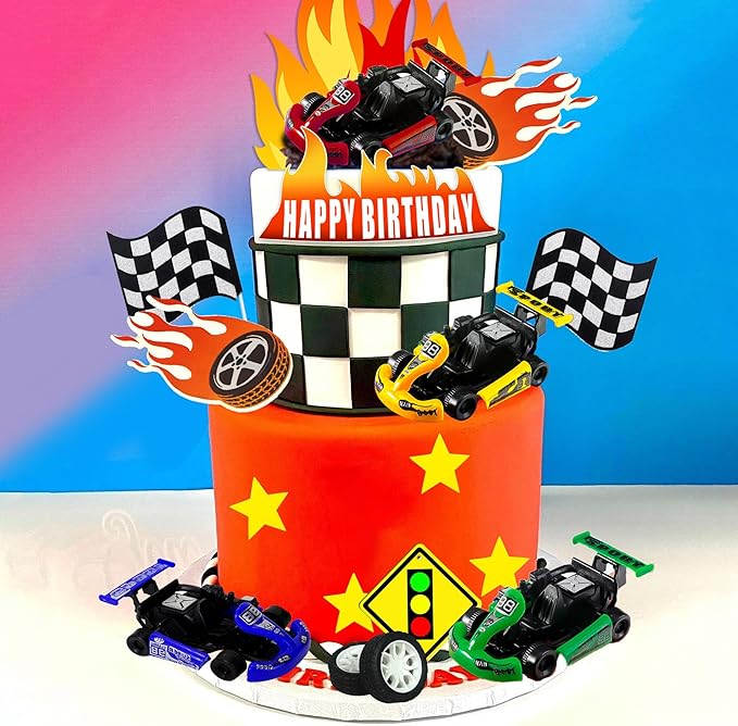 Racing Car Cake Toppers Car Truck Cake Decorations for Man Birthday Racing Car Theme Birthday Supplies (Style 1)