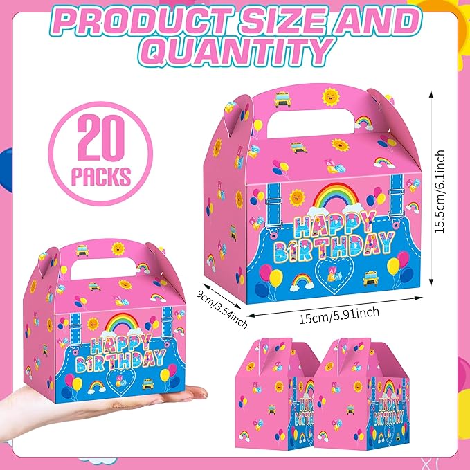 20Pcs Girls Party Favors Gift Boxes, Prepare Candy Snacks Gift Boxes for Enlightened Teacher Birthday Decoration Cartoon English Teachers Decor Supplies for Birthday Baby Shower Decorations Supplies