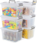 Citylife 6 Packs 8.5 QT Storage Bins with Lids Clear Plastic Bins with Grey Handle Stackable Storage Containers for Organizing