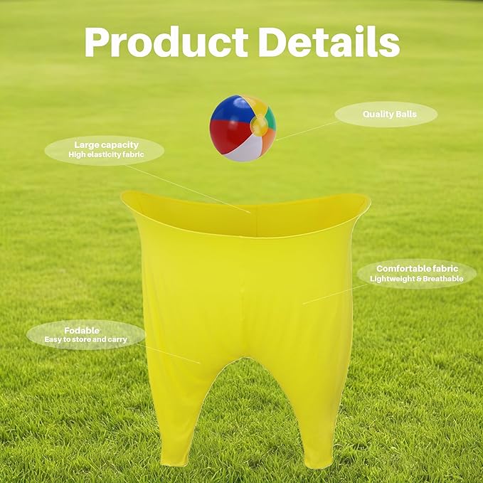 Granny Pants Yard Game – Oversized Stretchy Pants Outdoor Toss Game with Bouncy Balls & Pump, Fun Reunion Party Game for Adults, Perfect for Backyard, Field Day & Team Activities