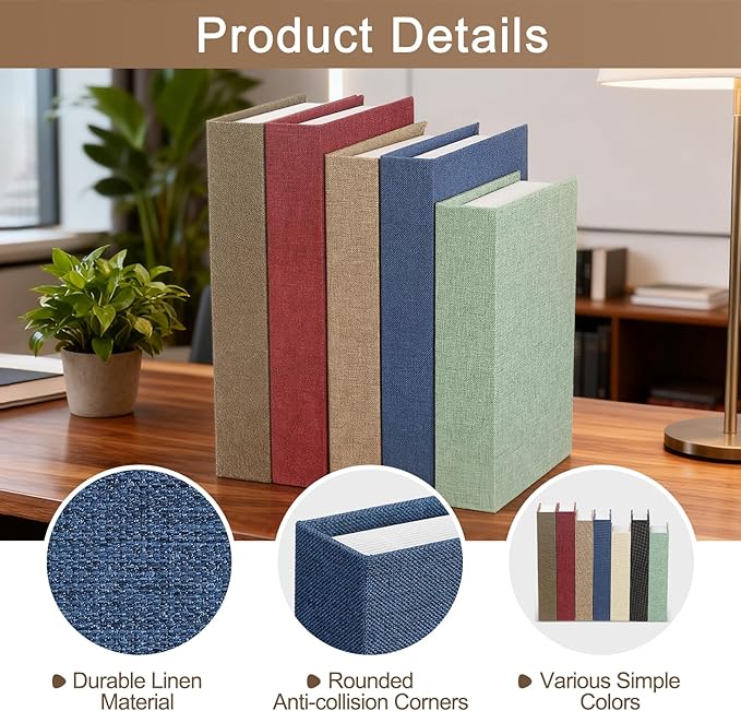 uxcell Decorative Books, 10.6 x 6.7 Linen Fake Books for Decoration Faux Decor Book for Modern Aesthetic Home Office Coffee Table Shelf Desktop Display, Blue
