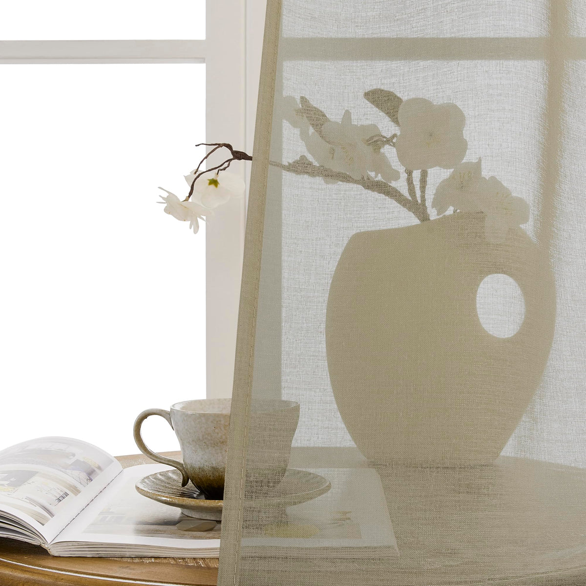Sheer Door Curtains Closet Linen Textured Curtains Sheer Doorway Light Filtering Voile French Doors Rod Pocket Curtain Patio Glass Door