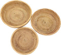 Hipiwe Set of 3 Key Basket Bowl for Entryway Woven Wicker Storage Basket Bowl Round Rattan Serving Basket Tray Fruit Snacks Candy Organizer Bowl for Keys Wallet Cell Phone Home Decor