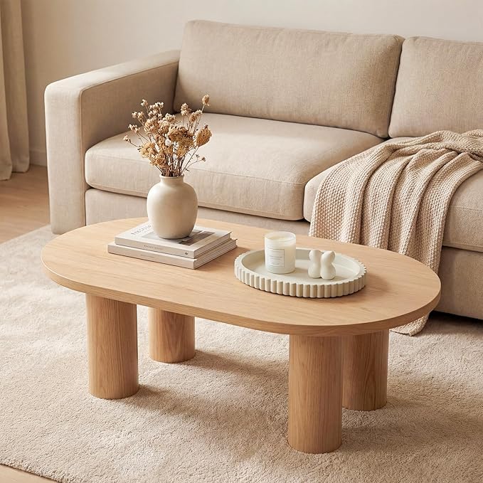 Yalikop Oval Concrete Decorative Tray for Coffee Table Decoration 15" Modern Cream Gray Table Centerpieces Decorative Ottoman Tray for Serve Home Decoration Accent Bandejas Decorativas Gift