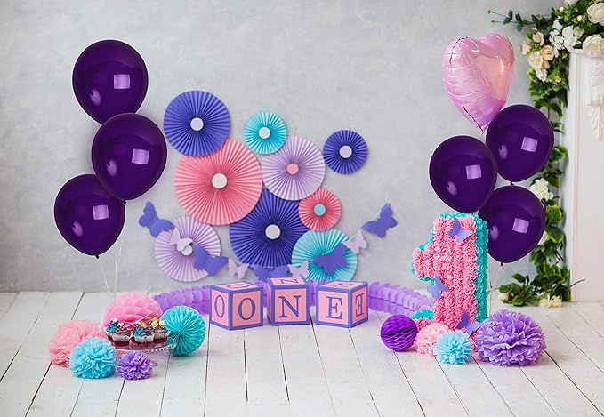 Treasured Gifted Dark Purple Balloons - Matte Violet, Plum, Deep Purple - 12 Inch Latex - Large - 72 Pack - Happy Birthday