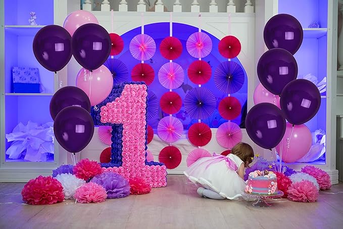 Treasured Gifted Dark Purple Balloons - Matte Violet, Plum, Deep Purple - 12 Inch Latex - Large - 72 Pack - Happy Birthday