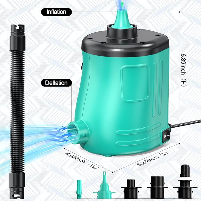 MAACOULD Electric Air Pump for Inflatables: Air Mattress Pump for Balloons Pool Floats Boat for Quick-Fill Inflator/Deflator - 400W 110V AC Inflatable for Gender Reveal Celebration Party Outdoor Home