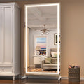 Hasipu 75" x 32" Full Length Mirror on Wheels with LED Light — Dimmable Warm/Natural/Cool, Shatterproof Tempered Glass, Wall Mountable, Rolling Dressing Mirror for Home Gym, Makeup, Yoga, Studio