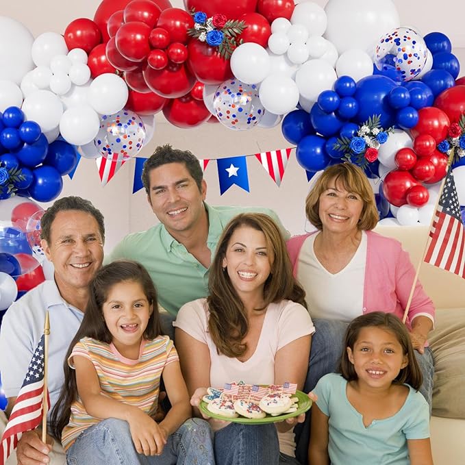 Red White and Blue Balloons Garland Arch Kit 153pcs 4th of July Decorations Independence Day Red White Blue Confetti Latex Balloons for Baseball Birthday Patriotic Party Graduation Party Supplies