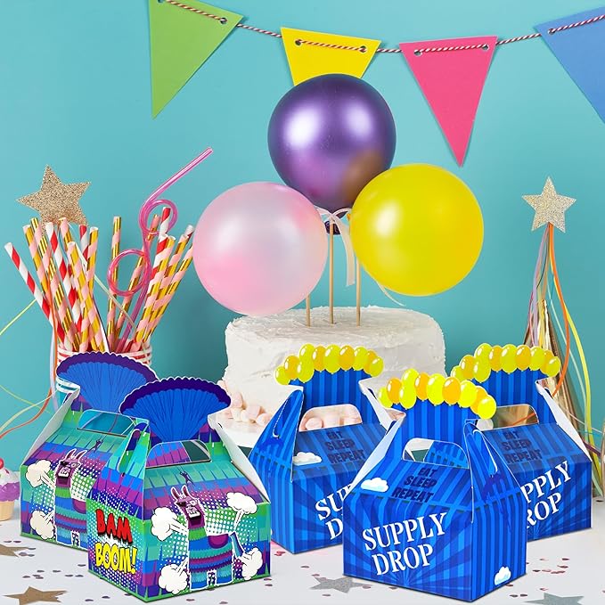 16 Pcs Video Game Llama Goodie Bags Party Boxes for Battle Gamers Birthday Party Supplies Decorations Favors