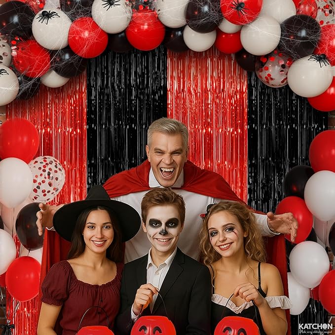 KatchOn, Huge Red and Black Party Decoration - Pack of 67 | Fringe Curtain with Latex and Confetti Balloons for Casino Theme Party Decorations | Graduation Decorations 2026 | Birthday Party Decor