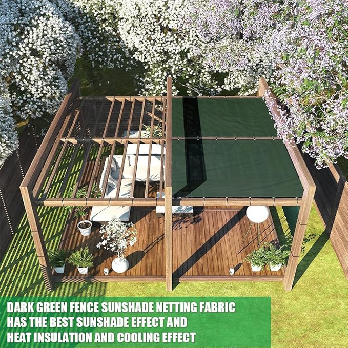 LITA 6' x 180' Garden Privacy Fence Screen Cover (HDPE) UV Protection Weather-Resistant Heavy Duty Shade Cover for Deck, Patio, Backyard, Outdoor Pool, Porch, Railing, Dark Green, Customizable