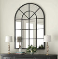 Arch Wall Mirror Mounted Decorative, 30"x42", Arched Window Pane Mirror for Wall-Mounted for Entryway, Bathroom Vanity, Living Room or Bedroom, Iron Frame, Black