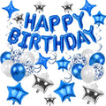 56 PCS Happy Birthday Balloons Happy Birthday Banner Silver and Black Balloons for Boys Men Girls Women 16th 18th 20th 21st 25th 30th 40th 50th 60th Birthday Party Decorations (Blue)