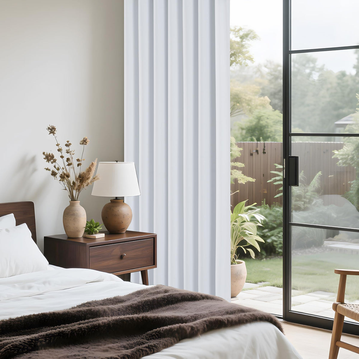 White 100% Blackout Short Curtains for Kitchen 2 Panels Set (2 Count)