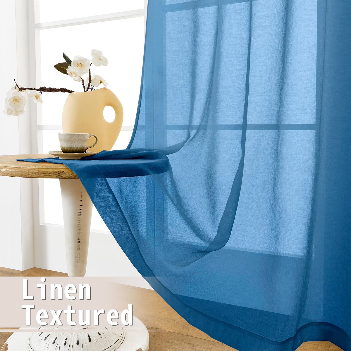 Sheer Door Curtains Closet Linen Textured Curtain Sheers Doorway Light Filtering Voile French Doors Rod Pocket Curtains Patio Glass Door