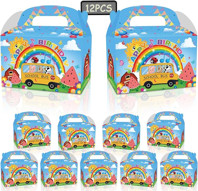 YOOUUQIAN 12 PCS Cartoon Melon Birthday Party Supplies, Kid Party Decorations Gift Bags,candy boxes,Boys and Girls Birthday Party Favors Bag