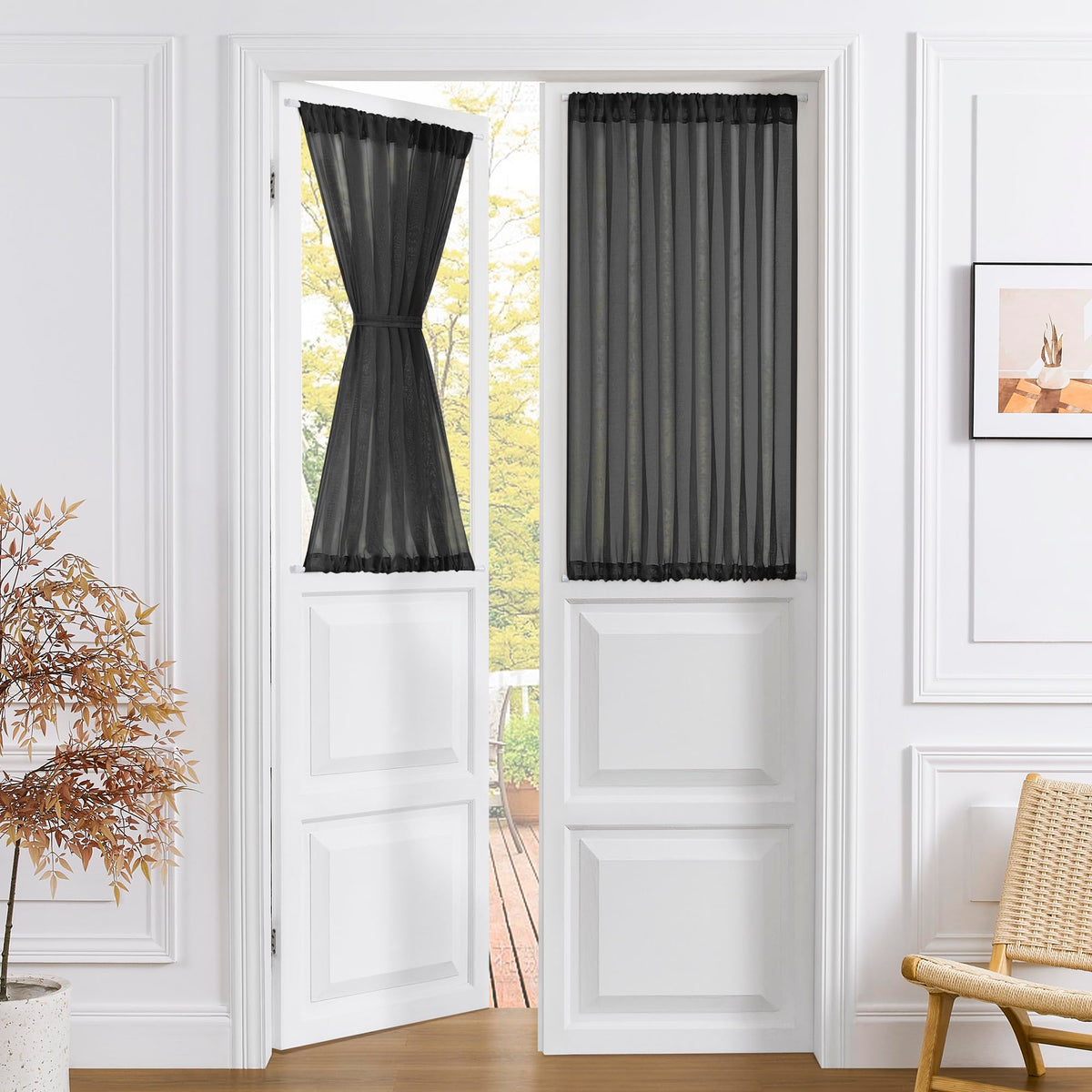 Sheer Door Curtains Closet Linen Textured Curtain Sheers Doorway Light Filtering Voile French Doors Rod Pocket Curtains Patio Glass Door