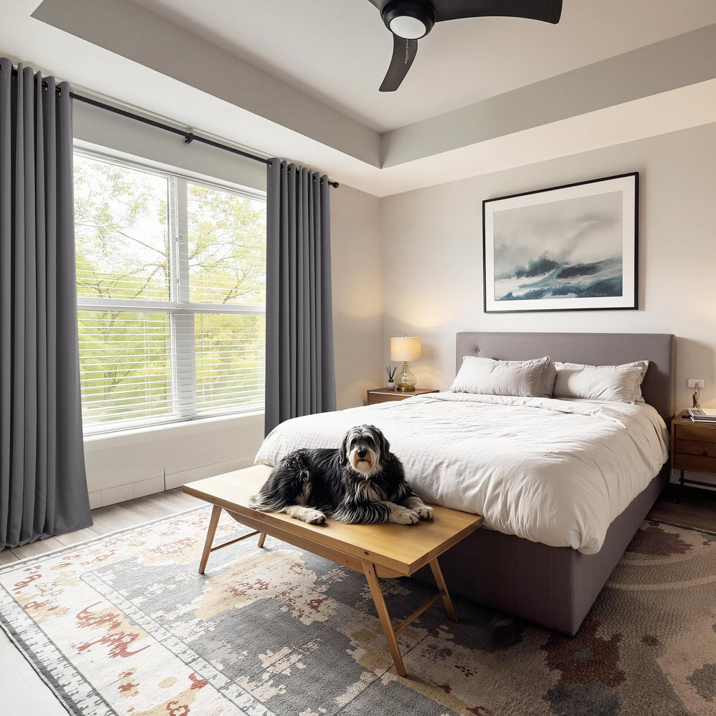 Grey Blackout Curtains for Bedroom (2 Count)