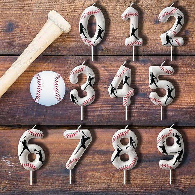 Baseball Birthday Number Candle, Number Candles for Cake Topper, Ideal Birthday Parties Cake Decor, Wedding Anniversary and Other Celebrations (Candle 15)