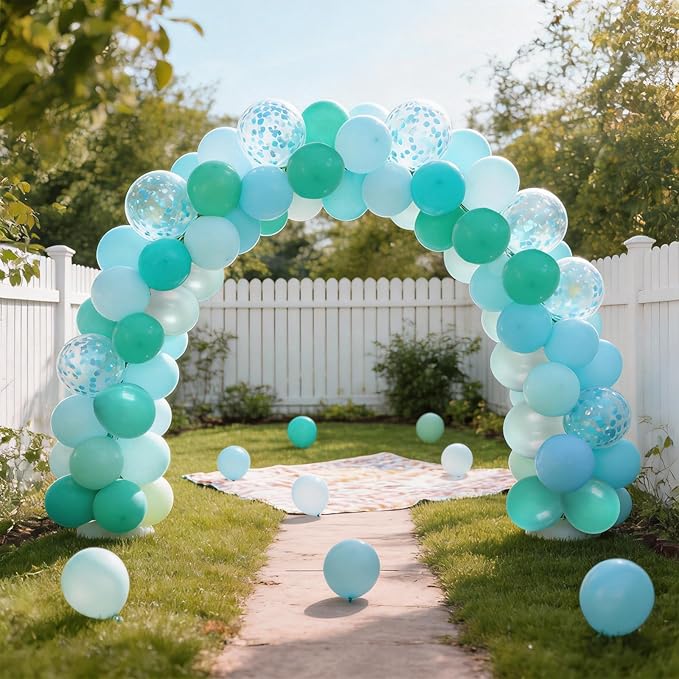 60Pcs Teal Blue Balloons, 12inch Teal and Light Blue Balloons Turquoise Blue Confetti Latex Balloons for Wedding Bridal Shower Birthday Graduation Party Decorations