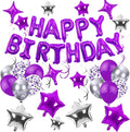 56 PCS Happy Birthday Balloons Happy Birthday Banner Purple and Silver Balloons for Boys Men Girls Women 16th 18th 20th 21st 25th 30th 40th 50th 60th Birthday Party Decorations