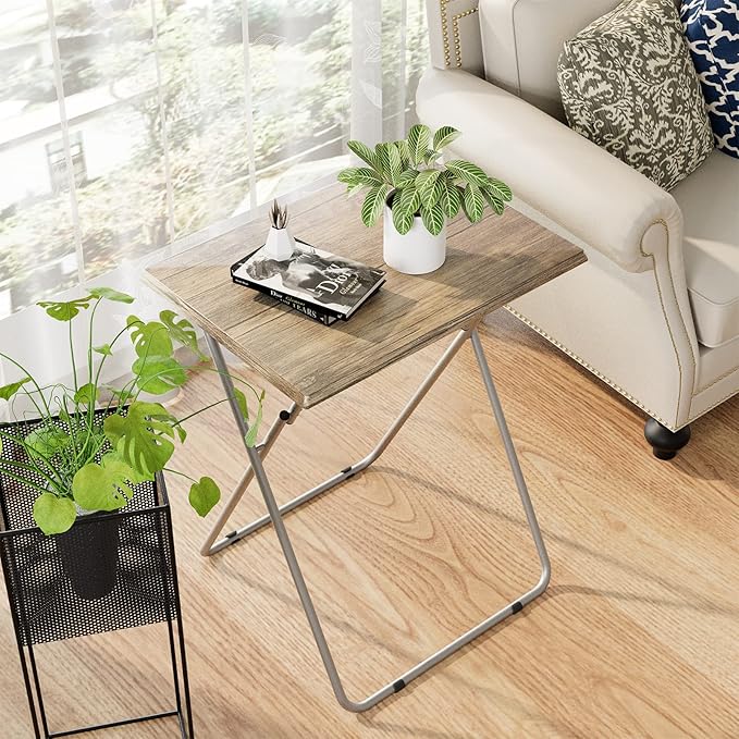 Garden 4 you TV Tray Table TV Dinner Tray with Sturdy MDF Set of 2,Eating Trays for Living Room with No Assembly Required,Small Folding Side Table 15 x 18.9 x 26in (3D,2PCS)