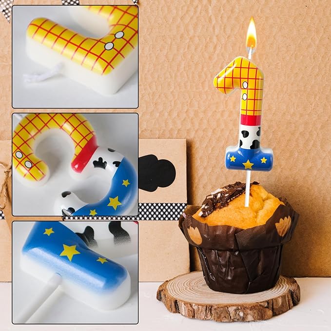 Toys Inspired Game Birthday Number Candles, Cartoon Story Number Candles, Cartoon Cake Decorations, Birthday Decoration Supplies, Suitable for Boys and Girls Party Celebrations (1)