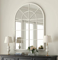 Arch Wall Mirror Mounted Decorative, 30"x42", Arched Window Pane Mirror for Wall-Mounted for Entryway, Bathroom Vanity, Living Room or Bedroom, Iron Frame, White