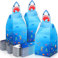 Frienda 50 Pcs Kids Shark Party Favor Treat Boxes Shark Goodie Candy Bags Bulk Shark Birthday Gift Cardboard Boxes Ocean Themed Party Decoration for Kid Cute Sea Shark Party Supplies
