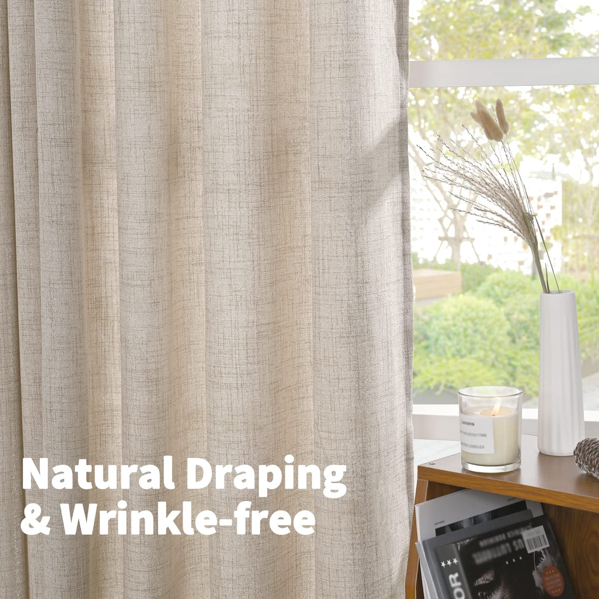 Short Linen Kitchen Curtains 40 Inch Length for Window Over Sink (2 Count)