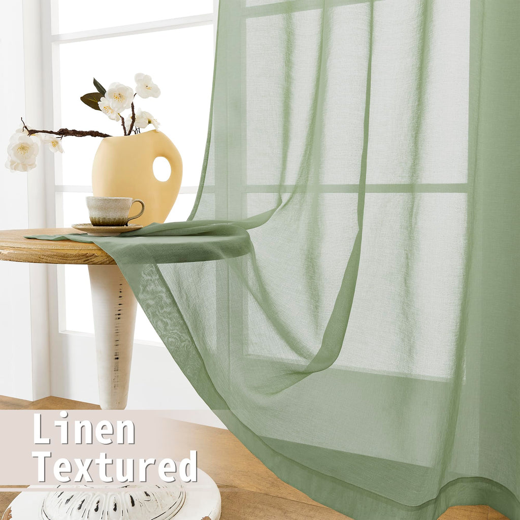 Sheer Door Curtain Closet Linen Textured Curtains Sheer Doorway Light Filtering Voile Patio Glass Doors Rod Pocket Curtain French Door
