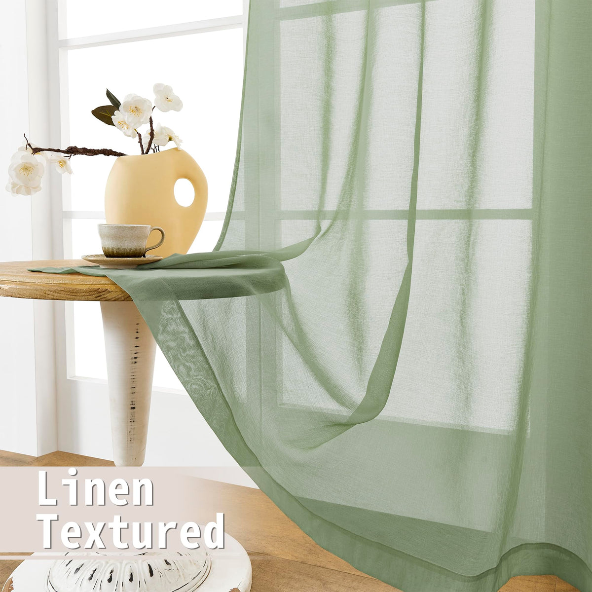 Sheer Door Curtains Closet Linen Textured Curtain Sheers Doorway Light Filtering Voile Patio Glass Door Rod Pocket Curtains French Doors