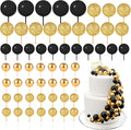 60Pcs Glitter Cake Balls Decorations Foam Cake Topper Balls Mini Balloon Cupcake Toppers for Cake Decorating Birthday Baby Shower Party (Glitter Black Gold)
