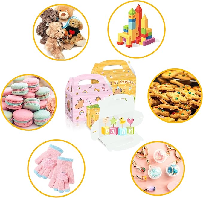 BACH AND BOOZY 12 PCS Capy Party Favor Boxes Popcorn Boxes Candy Goodies Treats Bags Capy Party Supplies for Birthday Baby Shower Party